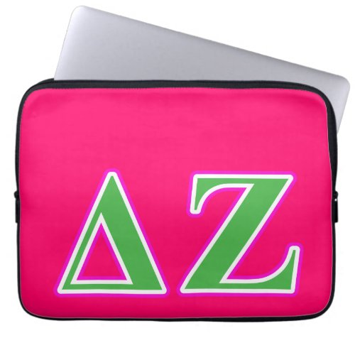 Delta Zeta Pink and Green Letters Laptop Sleeve