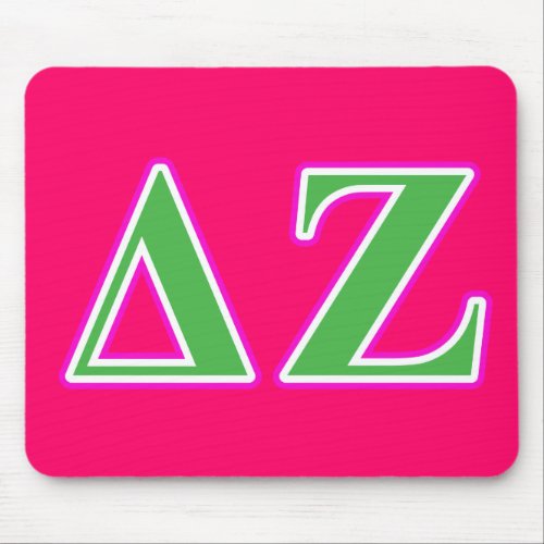 Delta Zeta Pink and Green Letters Mouse Pad