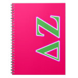 Delta Zeta Pink And Green Letters Notebook at Zazzle