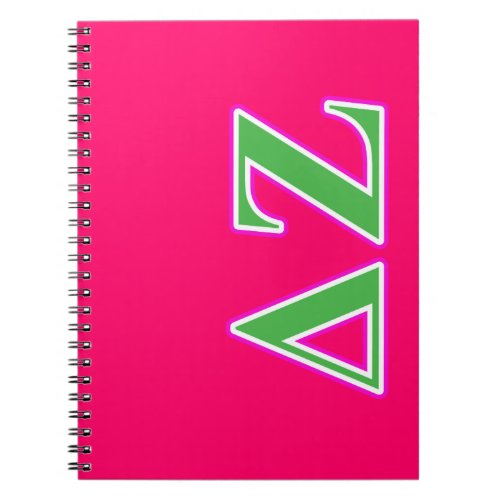 Delta Zeta Pink and Green Letters Notebook