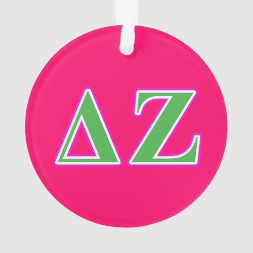 Delta Zeta Pink and Green Letters Ornament