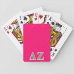 Delta Zeta Pink And Green Letters Playing Cards at Zazzle