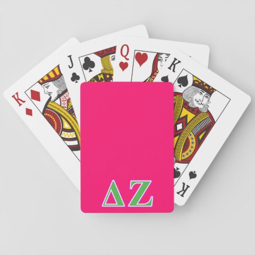 Delta Zeta Pink and Green Letters Playing Cards