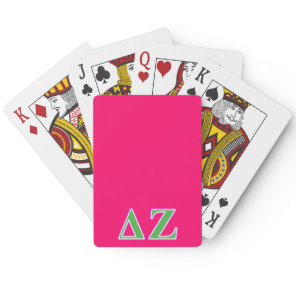 Delta Zeta Pink and Green Letters Poker Cards