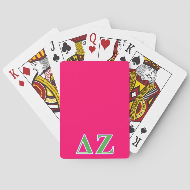 Delta Zeta Pink and Green Letters Poker Cards (Back)