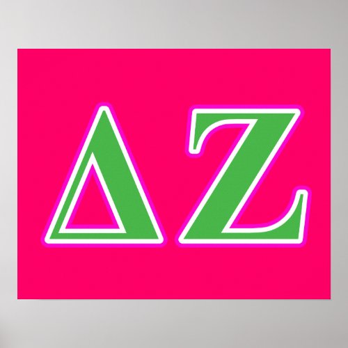 Delta Zeta Pink and Green Letters Poster
