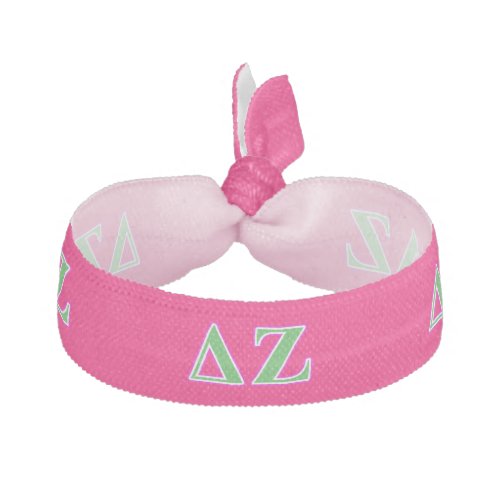 Delta Zeta Pink and Green Letters Ribbon Hair Tie