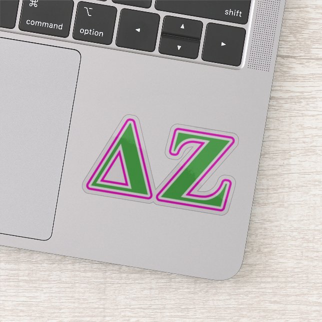 Delta Zeta Pink and Green Letters Sticker (Detail)