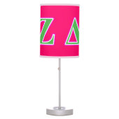 Delta Zeta Pink and Green Letters Table Lamp (Front)
