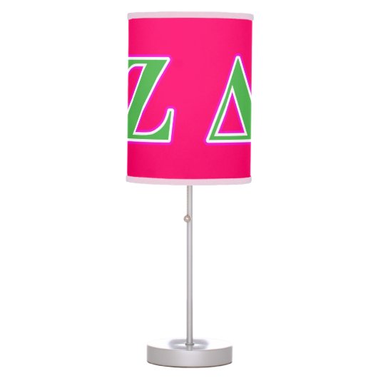 Delta Zeta Pink and Green Letters Table Lamp (Front)