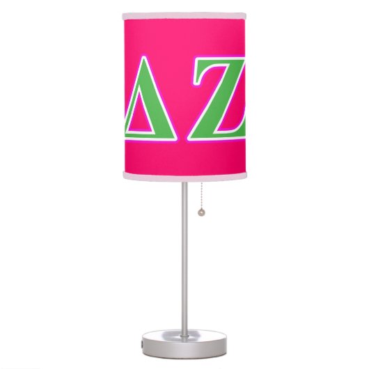 Delta Zeta Pink and Green Letters Table Lamp (Left)