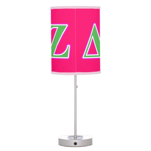 Delta Zeta Pink and Green Letters Table Lamp (Back)
