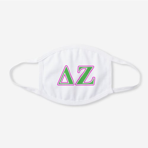 Delta Zeta Pink and Green Letters White Cotton Face Mask