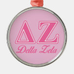 Delta Zeta Pink Letters Metal Ornament at Zazzle