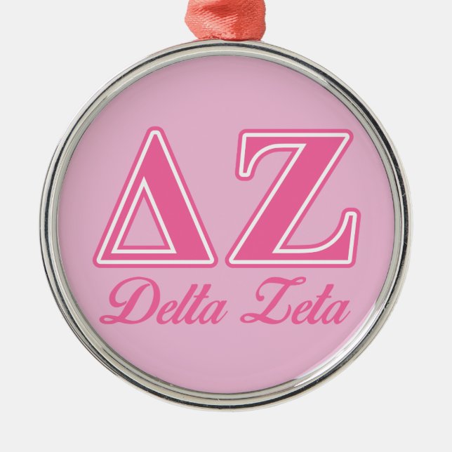 Delta Zeta Pink Letters Metal Ornament (Front)