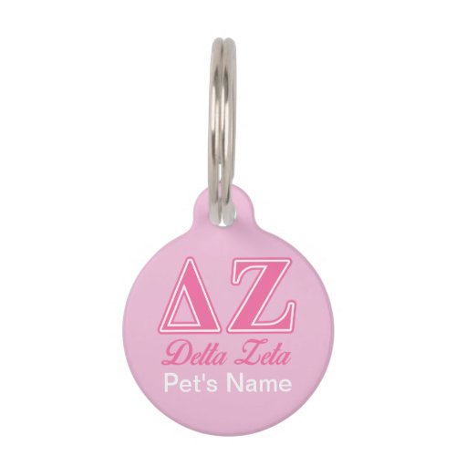 Delta Zeta Pink Letters Pet Tag