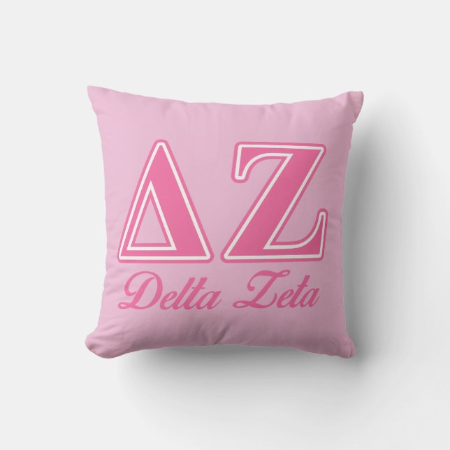 Delta Zeta Pink Letters Throw Pillow (Front)