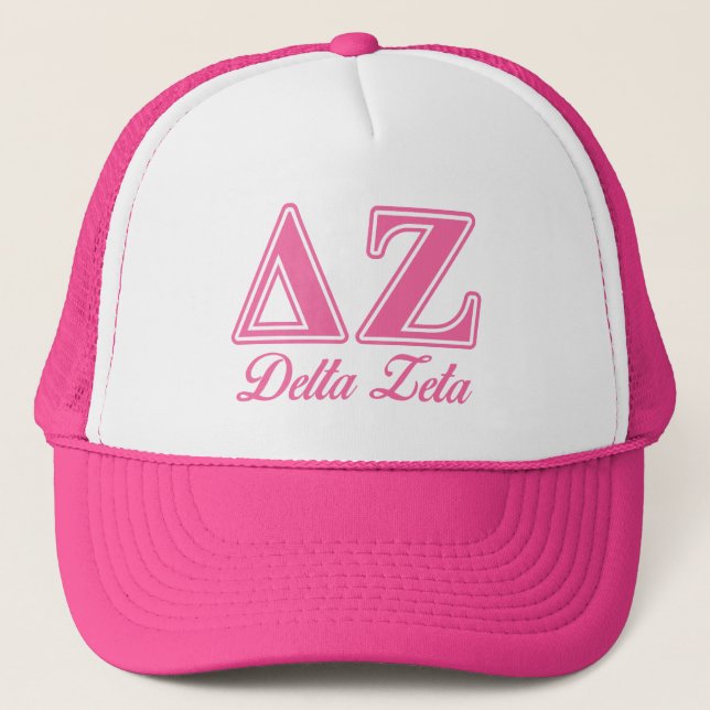 Delta Zeta Pink Letters Trucker Hat (Front)
