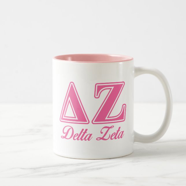 Delta Zeta Pink Letters Two-Tone Coffee Mug (Right)