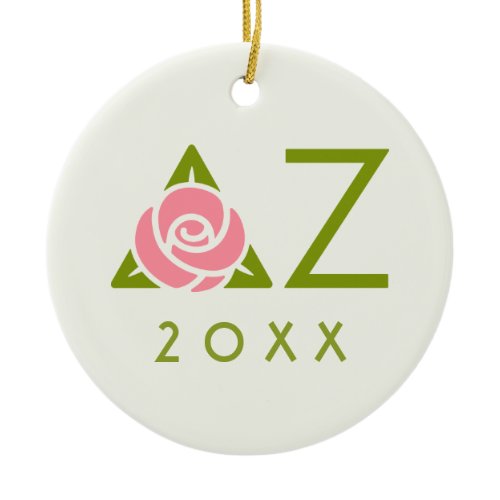 Delta Zeta Rose Icon Ceramic Ornament