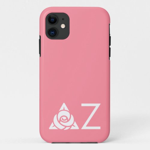 Delta Zeta Rose Icon White iPhone 11 Case