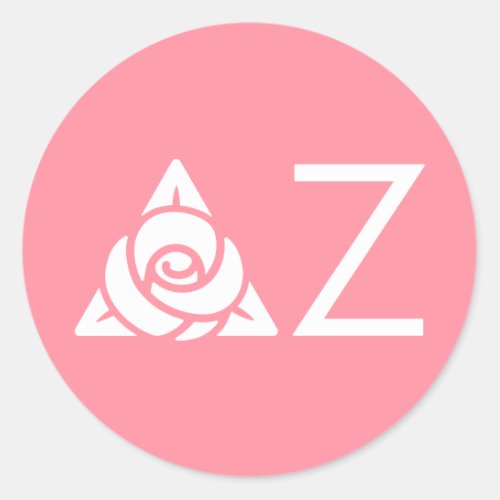 Delta Zeta Rose Icon White Classic Round Sticker