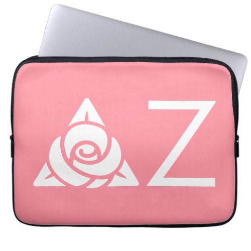 Delta Zeta Rose Icon White Laptop Sleeve