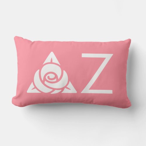 Delta Zeta Rose Icon White Lumbar Pillow