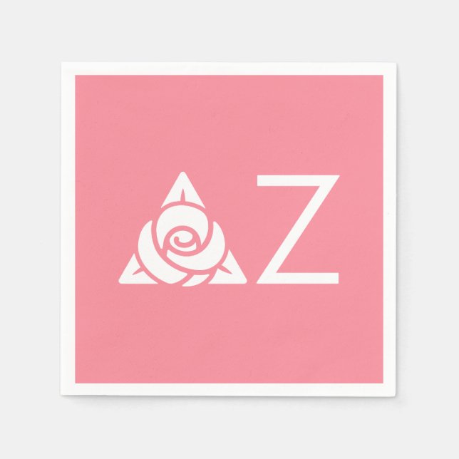 Delta Zeta Rose Icon White Napkins (Front)