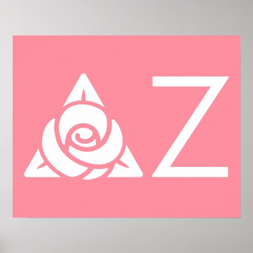 Delta Zeta Rose Icon White Poster