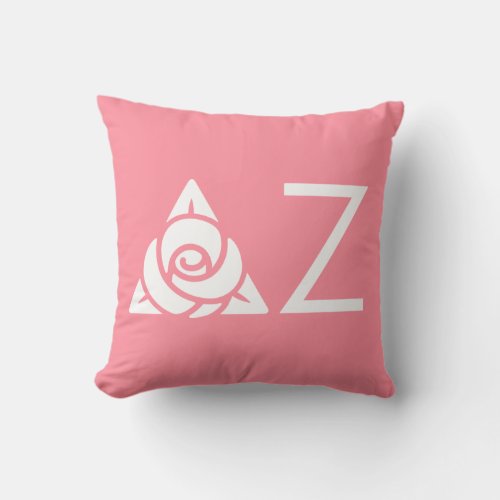 Delta Zeta Rose Icon White Throw Pillow
