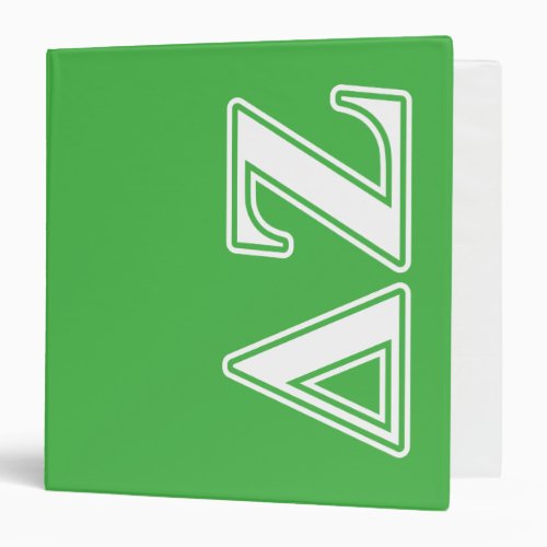 Delta Zeta White and Green Letters Binder