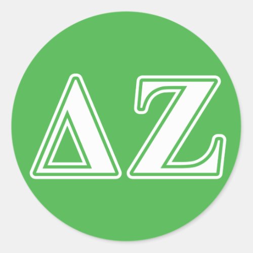 Delta Zeta White and Green Letters Classic Round Sticker