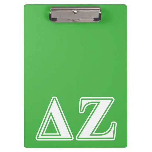 Delta Zeta White and Green Letters Clipboard