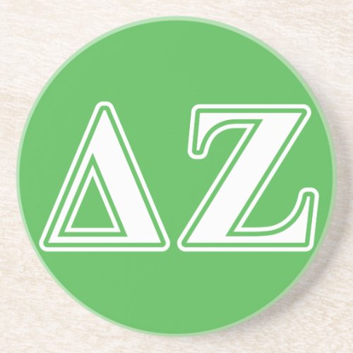 Delta Zeta White and Green Letters Coaster