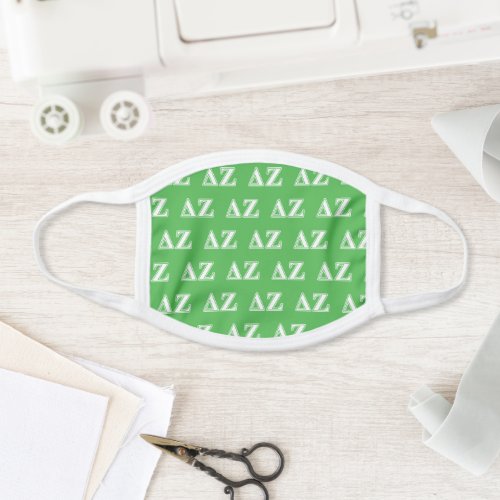 Delta Zeta White and Green Letters Face Mask