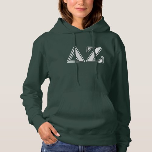 Delta Zeta White and Green Letters Hoodie