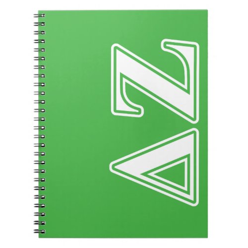 Delta Zeta White and Green Letters Notebook