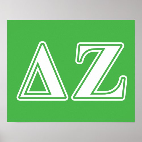 Delta Zeta White and Green Letters Poster