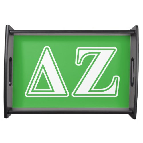 Delta Zeta White and Green Letters Serving Tray