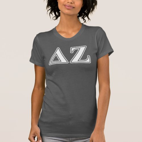 Delta Zeta White and Green Letters T_Shirt
