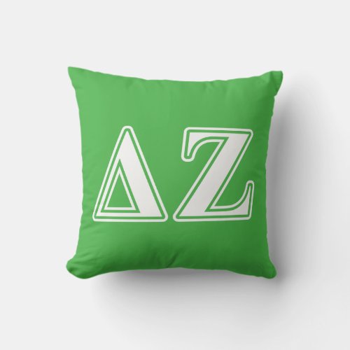 Delta Zeta White and Green Letters Throw Pillow