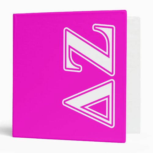 Delta Zeta White and Pink Letters 3 Ring Binder