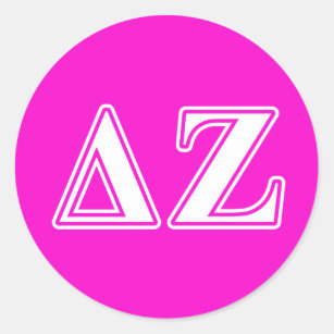 Delta Zeta White and Pink Letters Classic Round Sticker