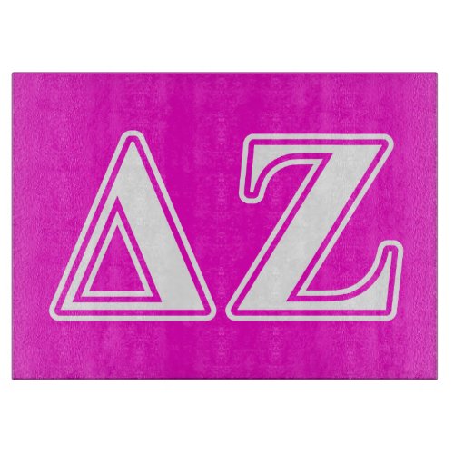 Delta Zeta White and Pink Letters Cutting Board