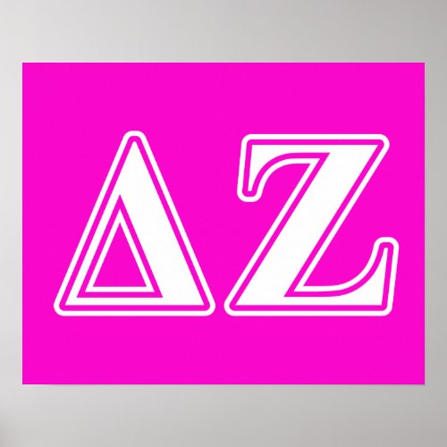 Delta Zeta White and Pink Letters Poster