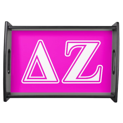 Delta Zeta White and Pink Letters Serving Tray