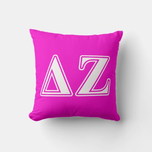 Delta Zeta White and Pink Letters Throw Pillow