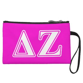 Delta Zeta White And Pink Letters Wristlet Wallet by deltazeta at Zazzle