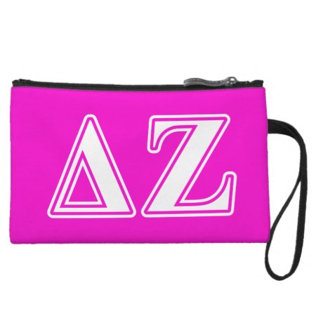 Delta Zeta White And Pink Letters Wristlet Wallet